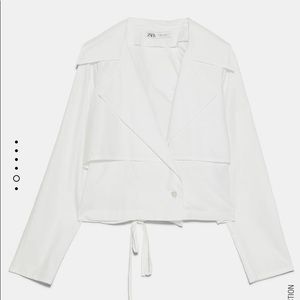 Zara lapel cotton poplin shirt Size L.